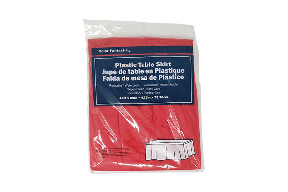 Red Plastic Table Skirt 14FT x 29